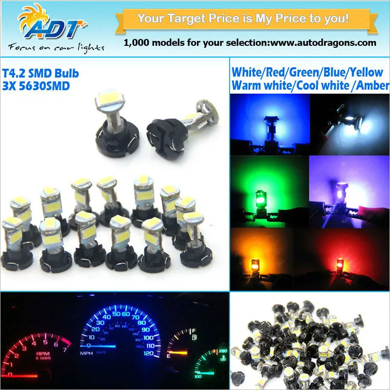T4.2 5630 3 Smd Led Dashboard Meter Panel Led Light Bulbs 12v Dc 6