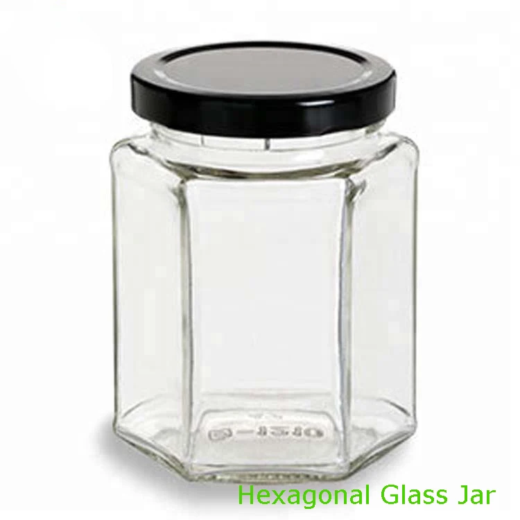 hexagonal glass jar