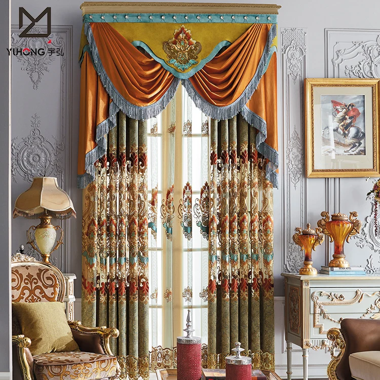 Automatic Luxury European Style Window Curtain Set With Valance - Buy ...