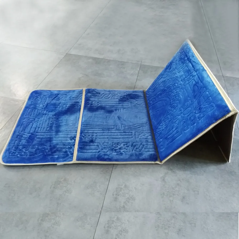 Wholesale Islamic Memory Foam Embossed Muslim Backrest Prayer Rug Pocket Foldable Prayer Mat