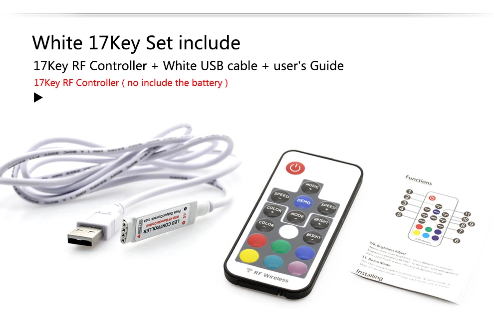 DC5V USB RF 17key RGB led strip controller