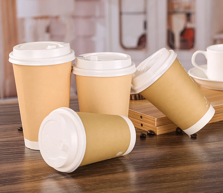 带盖子的环保一次性牛皮纸杯