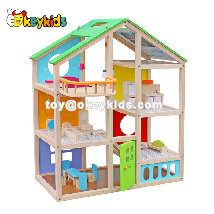 wooden doll house pink