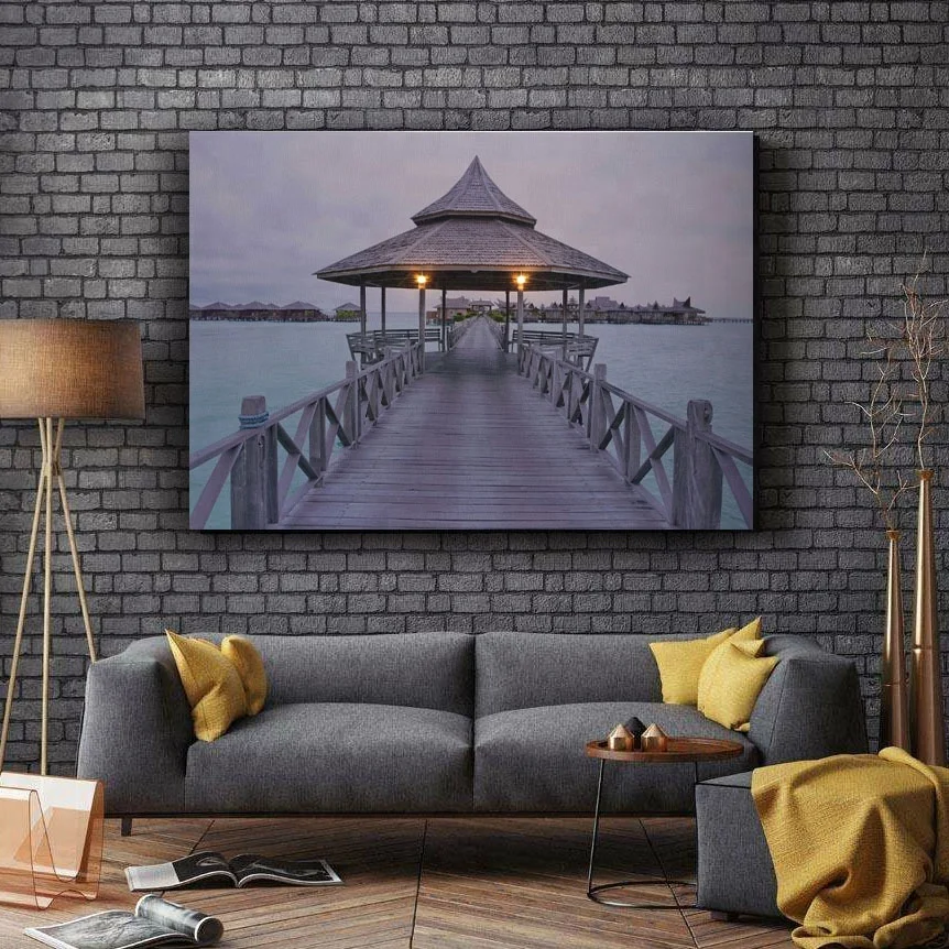 Canvas prints with led lights Wall Picture with Dock painting for Home Decor Factory price hot selling