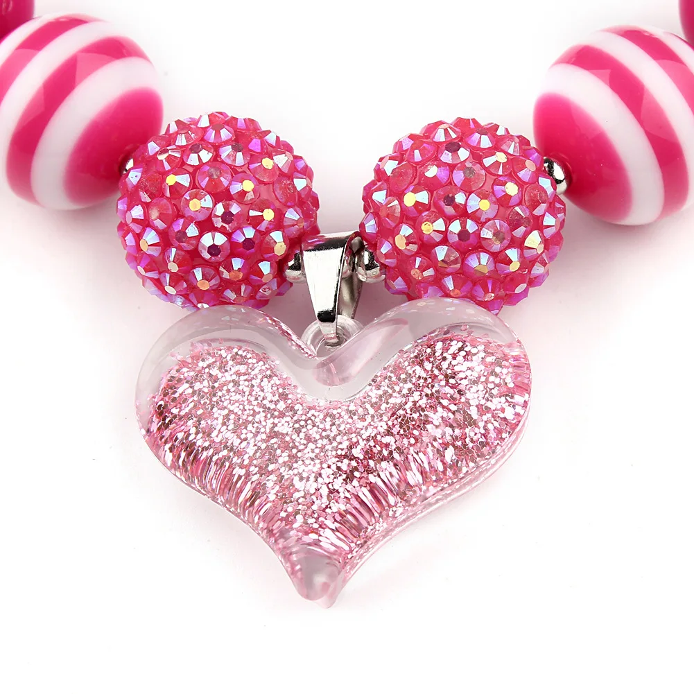 New Style Boutique Chunky Jewelry Kids DIY Heart Beaded Necklace for Kids Party