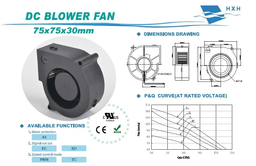 Blower 75*75*30mm dc centrifugal fan 75mm blower fan 12V, View Blower