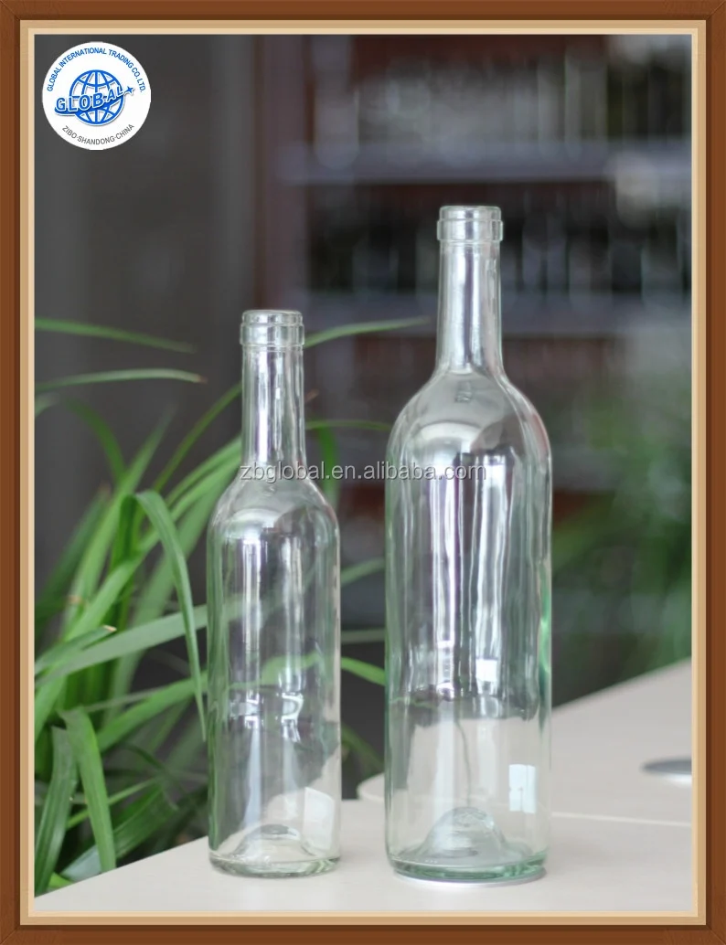 375ml 750ml Customized Flint Clear Bordeaux Wine Glass Bottles With