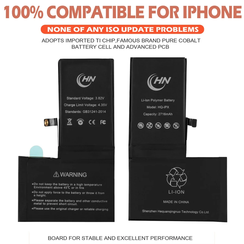 China Factory Directly Supply internal Cellphone Battery For iphone x/xr/xs Replacement Battery