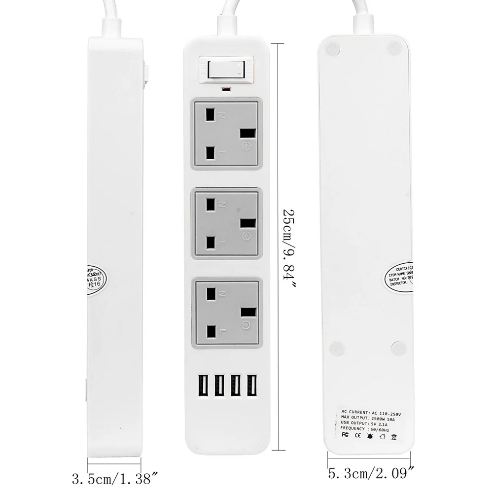 Multi Layer Electrical Uk Standard Power Board With 3-gang 4usb Power ...