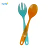 Disposable plastic serving fork and spoon set for salad spoon set