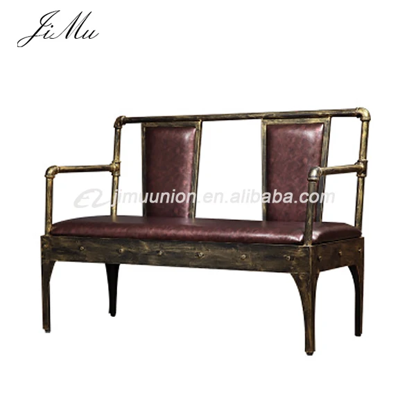 Customized commercial vintage industrial style restaurant sofa chair leather bench booth seating