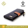 Women's Large Capacity Genuine Leather Trifold Organizer Wallet with Zipper Pocket Smartphone Clutch