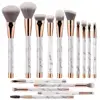 Private Label 15pcs White/Black Marble Makeup Brushes Foundation Powder Blush Contour Eyeshadow Beauty Makeup Brushes Set