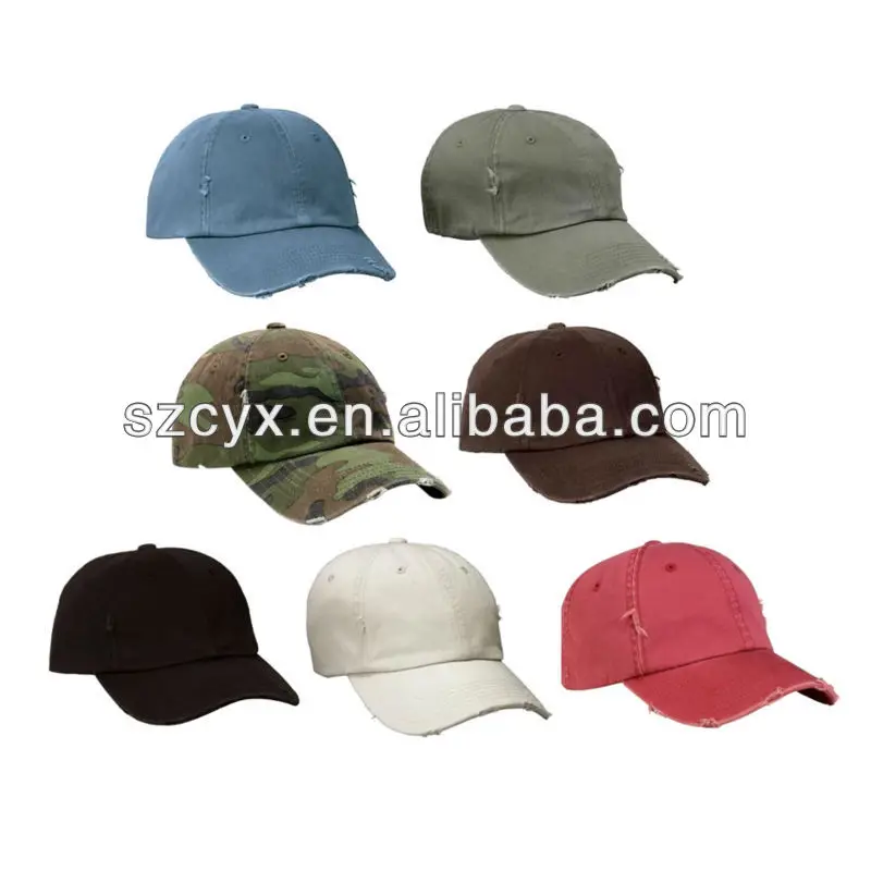 plain distressed baseball caps