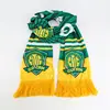 New design customized logo green yellow print soft soccer match decorative fans cheering knitted polyester guoan best club scarf