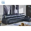 Ninesky Brand Solid Wood Luxury Vintage Long Full Leather Corner Sofa Chair