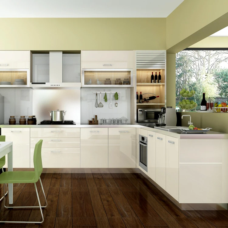 Modular small kitchen design lacquer kitchen cabinet furniture customised kitchen cabinet