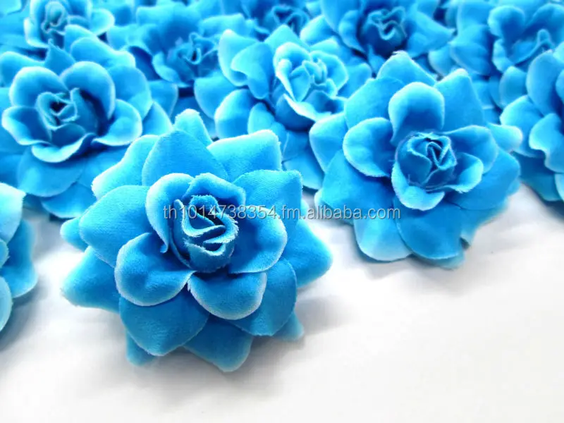 silk flowers in blue