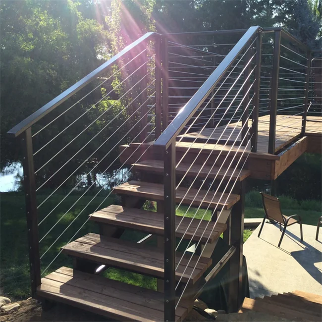 Prefabricated Stairs Galvanized Balcony Inox Railing Cable Stairway ...