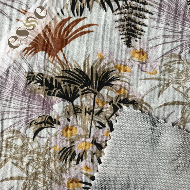 180gsm 32s oe 95 rayon 5 spandex fabric with reactive printing