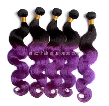 3pcs Brazilian 1b Purple Ombre Human Hair Weaves Extensions Wefts