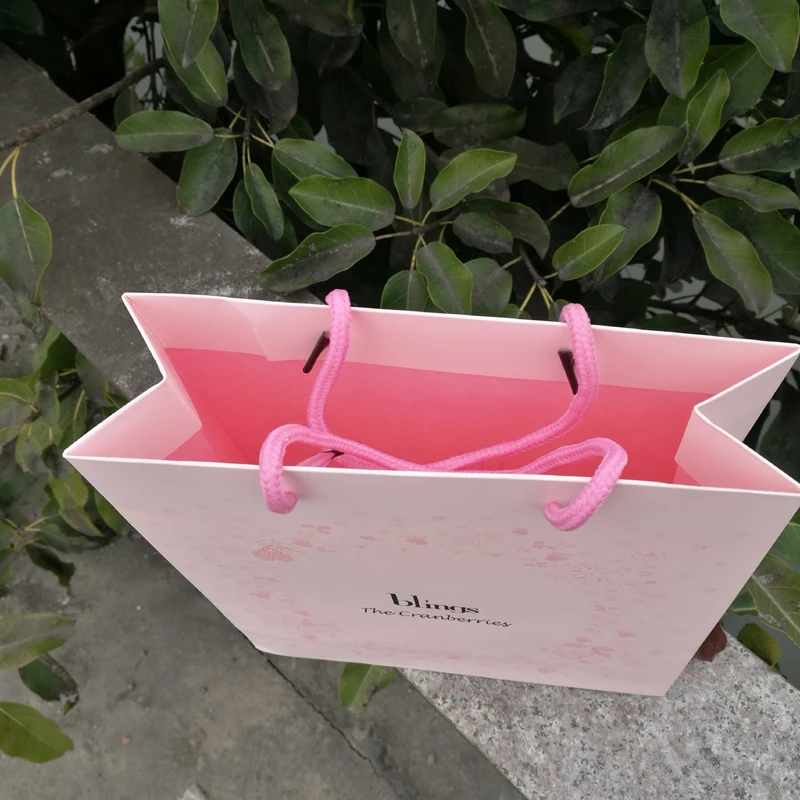 100 Recyclable Pink Paper Bags With Custom Logoluxury Foldable