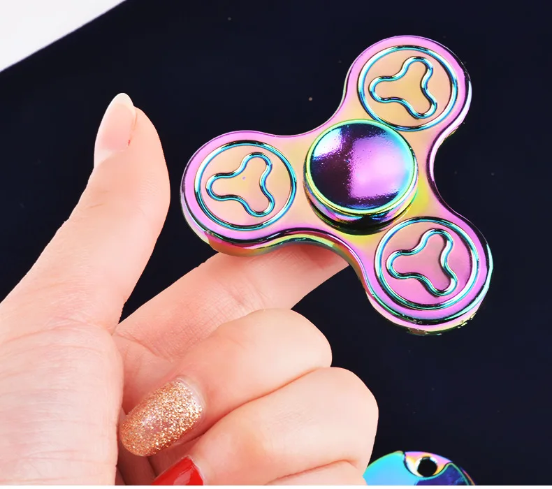 6 FIDGET SPINNERS ALUMINUM METAL ALLOY TOY HAND TRI EDC LOT TRIANGLE WHOLESALE 