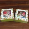 Cheap green 4 cupcake cake boxes wholesale for bakery shop