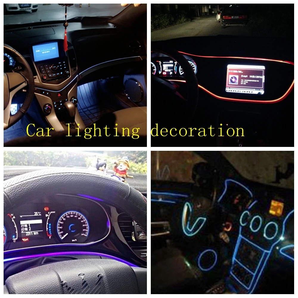 Flydee 2020 new auto car ambient light 6LED 8meter optic fiber 4pcs foot atmosphere lights  RGB color APP optical Neon light