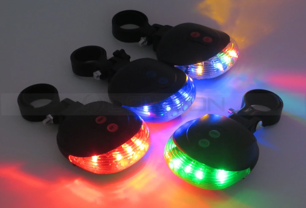 2 Laser +5 Led Bike Flashing Lamp Cycling Bicycle Tail Safety Warning