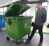Outdoor wheeled square 1100L large plastic dustbin garbage bin in stock