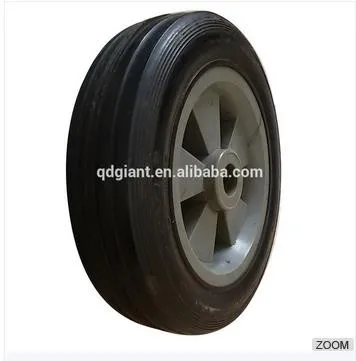 5 inch black solid rubber wheel with plastic rim