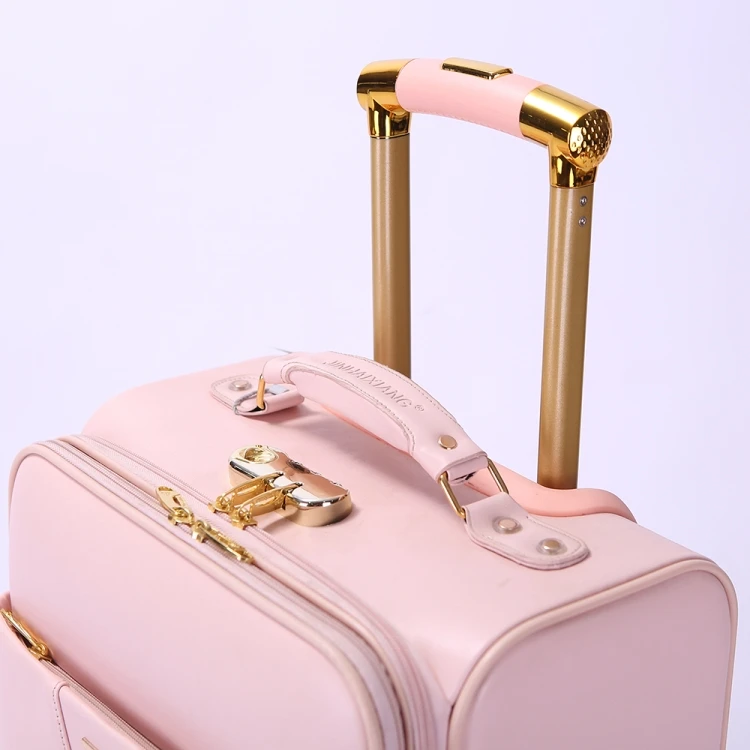 China factory supply easy travel pink suitcase easy push cheapest crossing luggage set