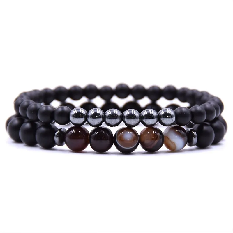 Women Charm Bracelet Men Natural Stone Bracelet Simple Style Elastic ...