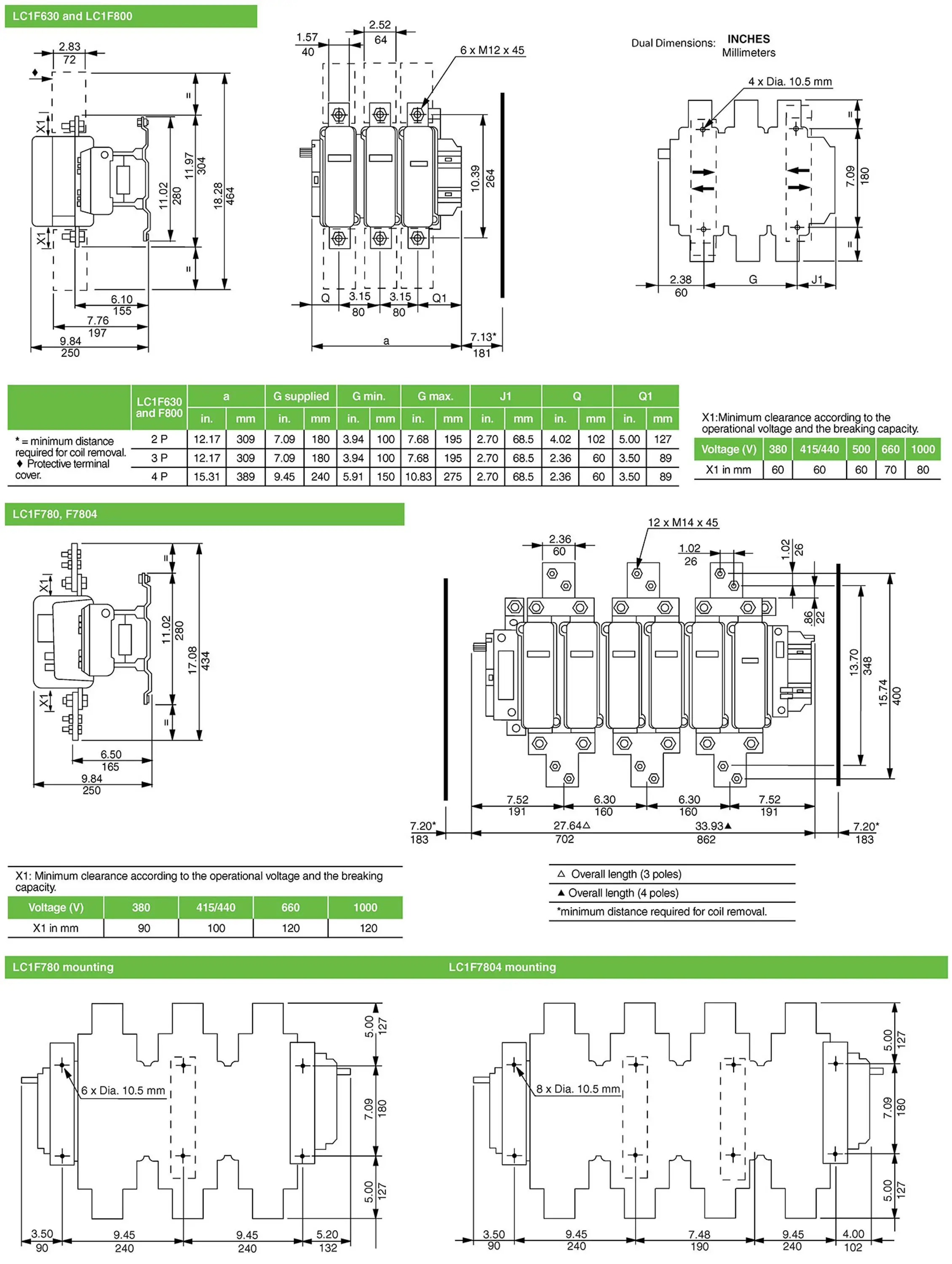 LC1-F 3P 4P 115A 150A 185A 225A 265A 330A 400A 500A 630A 780A 800A 1250A 2100A LC1-F115 LC1F185 AC DC EKF KTE LC1F Contactor