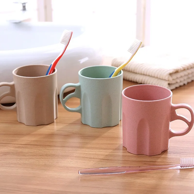  Bamboo Plastic Toothbrush Holder Water Bottle