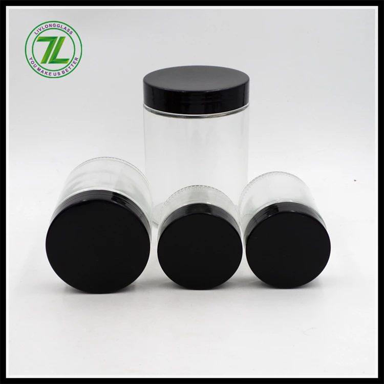 stocked round clear cylinder wide mouth herb honey glass jar food storage container bottle with screw top airtight seal up lid