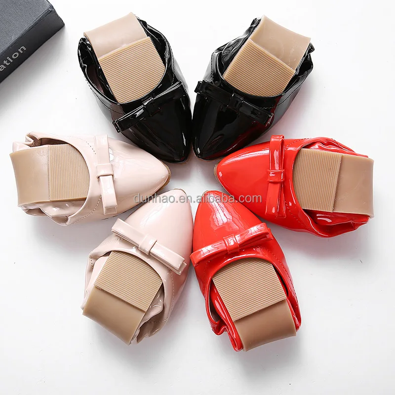 2016 New Arrival Ballet Flats Style Women Roll up Foldable Shoes