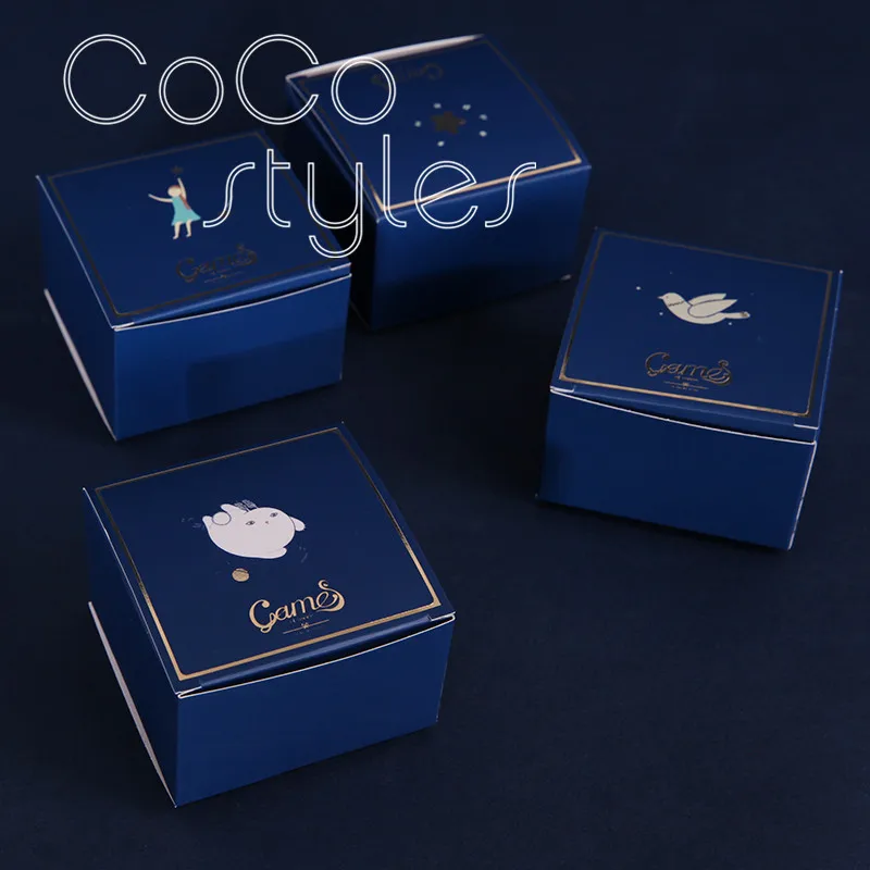 cocostyles bespoke art style navy blue cake candy favor gift