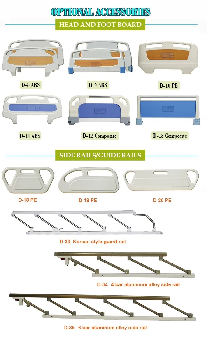 3 Cranks Manual Rotating Bed Mechanism Hospital Bed With Plastic Side Rails Metal Iso 9001/ce Pe