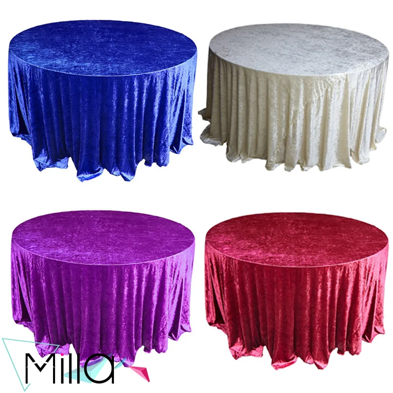 132 Round Crinkle Crush Velvet Wedding Tablecloths Buy Round