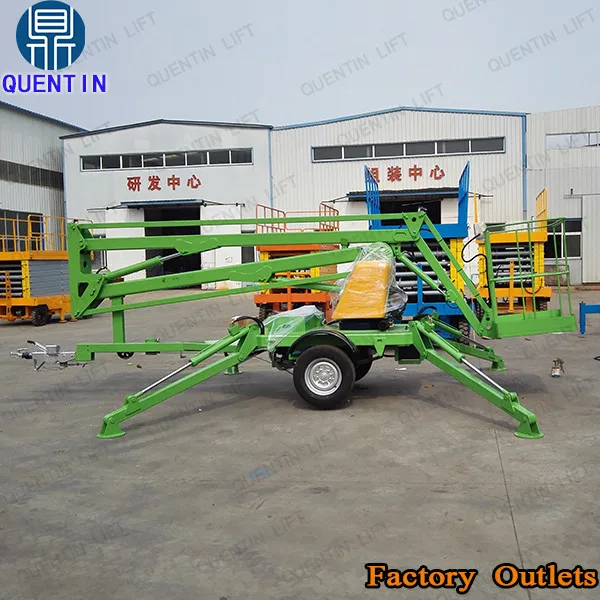 12m Portable Crank Arm Lift Platform Tow Aerial Work Man Lifts Trailed