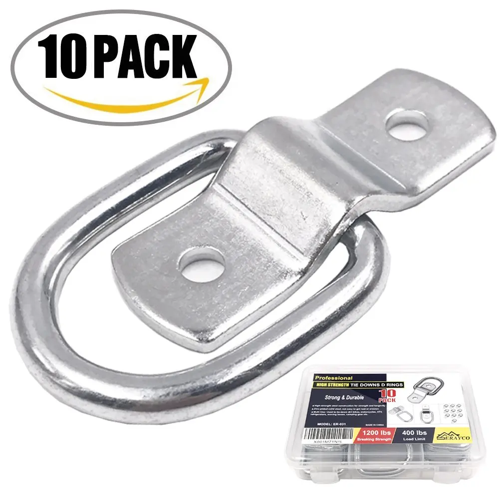 3/8” Heavy Duty D Rings Tie Down Anchors Hooks for Trailer Truck Bed