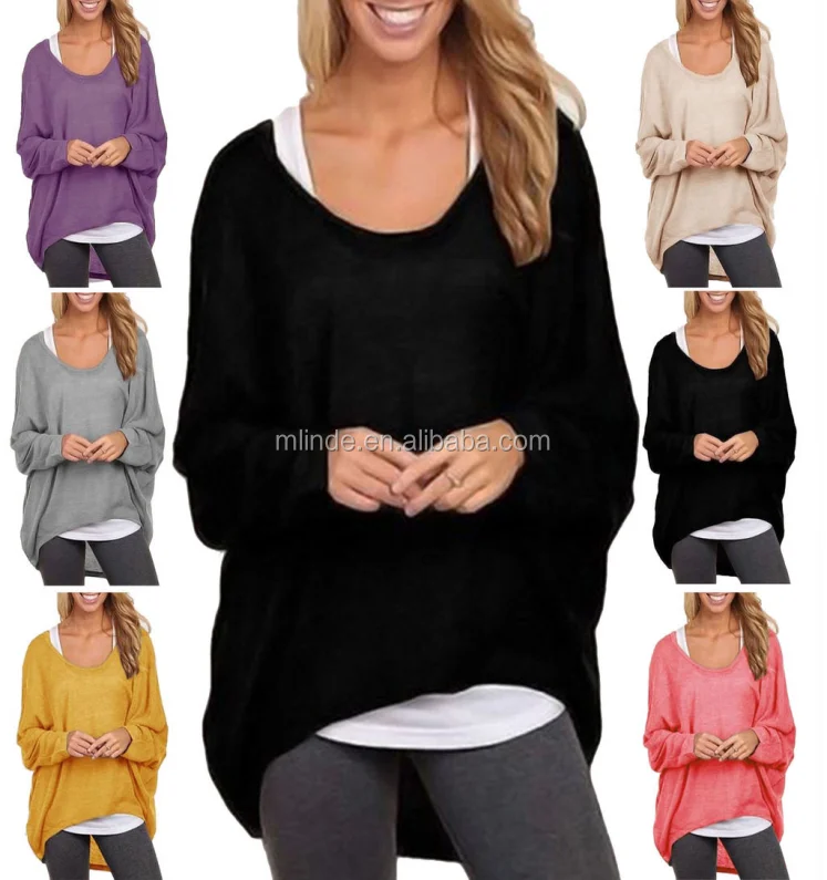 batwing top Long Sleeved Batwing Baggy Womens Stylish Casual Blouse T UK  Loose