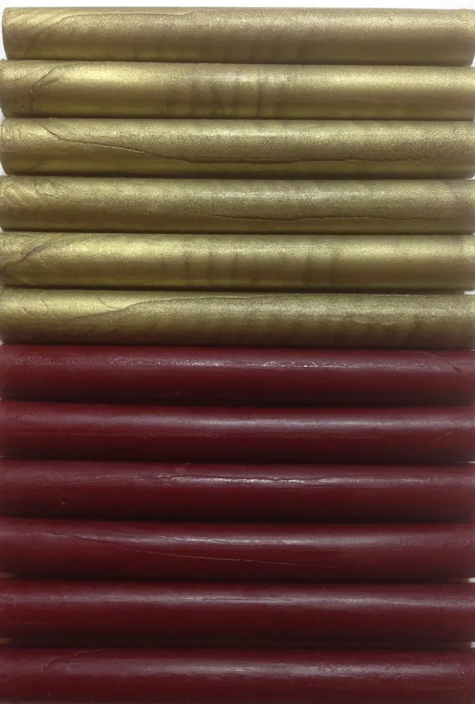 Gold & Dark (Cranberry) Red Flexible Glue Gun Sealing Wax Set - 6 Sticks Each Color