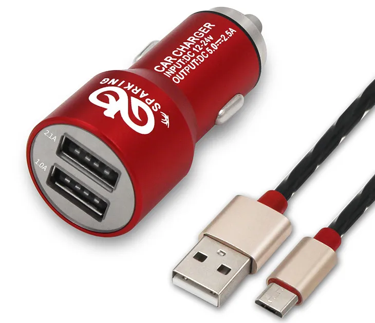 5v 2.1a Quick Charge Mobile Phone Fast Wireless 2 Usb Port Metal Car