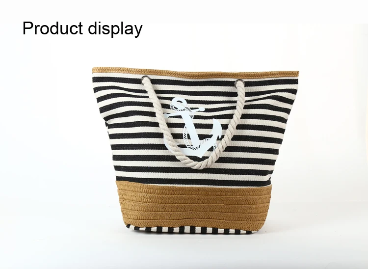 Wholesale Women Summer Canvas Tote Bag Ladies Print Anchor Canvas Tote