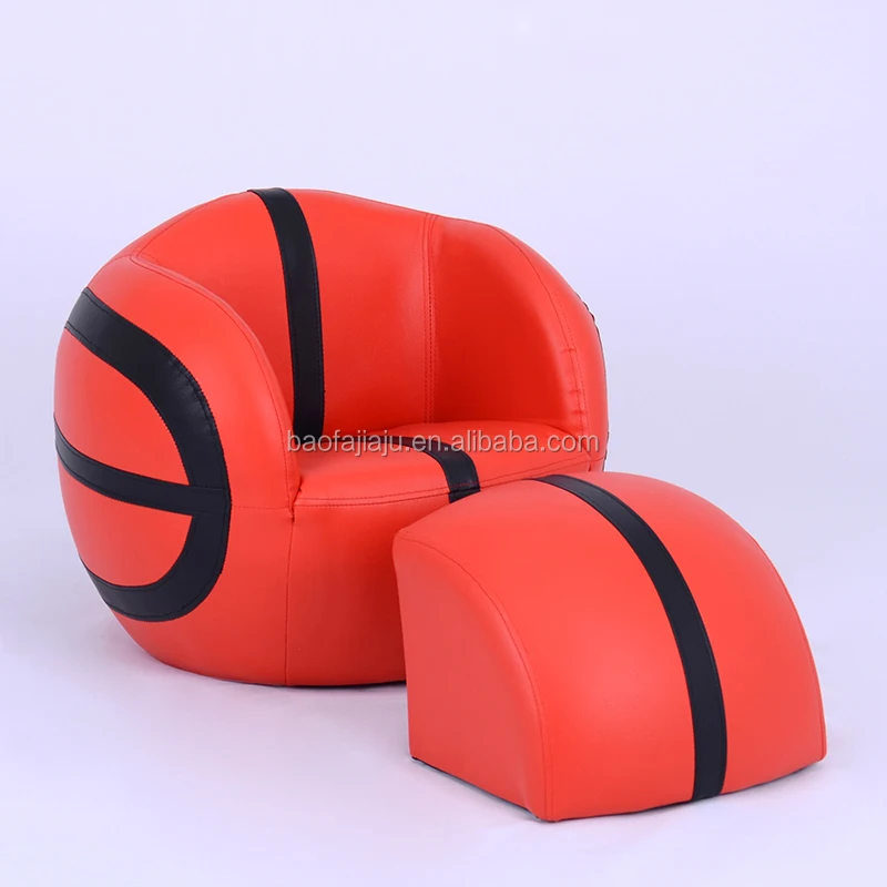 Basketball sports kids chair luxury 2-piece set waterproof leather kid sofa