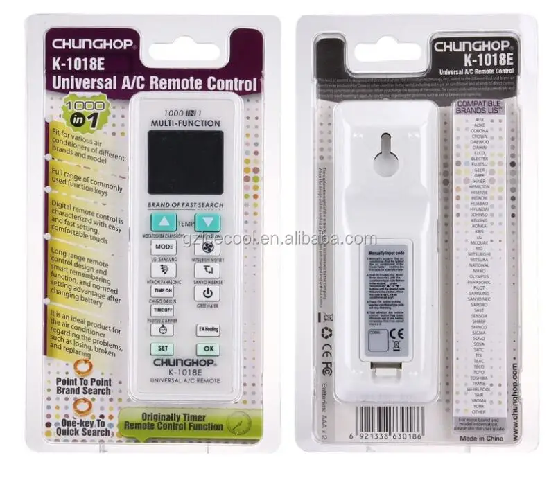 Chunghop K1018e 1000 In 1 Universal A/c Remote Control For Air
