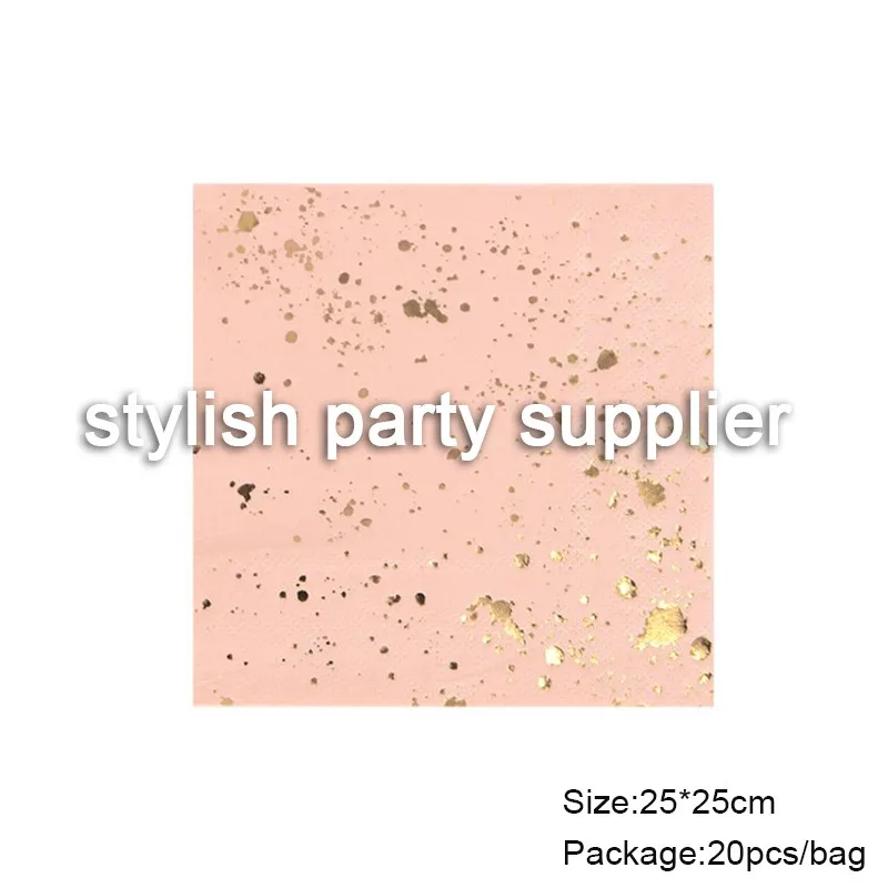 Pink Napkin Gold Bulk Paper Plates Bronzing Paper Cup Set Party